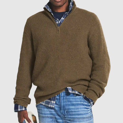 Men’s Ribbed Knit Zip-Up Sweater