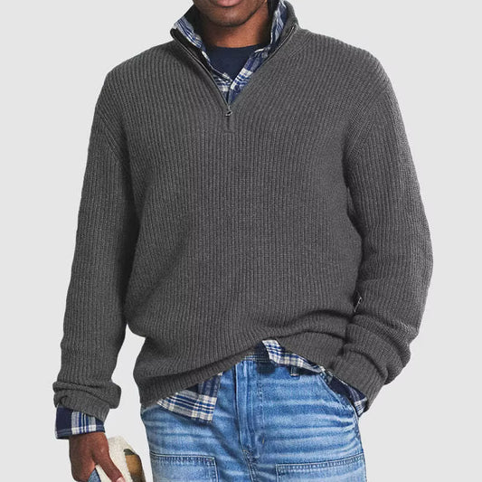 Men’s Ribbed Knit Zip-Up Sweater