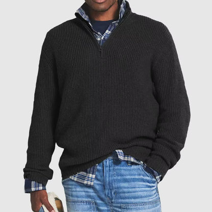 Men’s Ribbed Knit Zip-Up Sweater