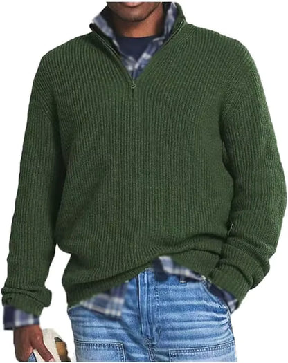 Men’s Ribbed Knit Zip-Up Sweater