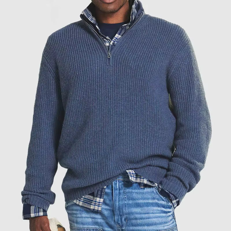 Men’s Ribbed Knit Zip-Up Sweater