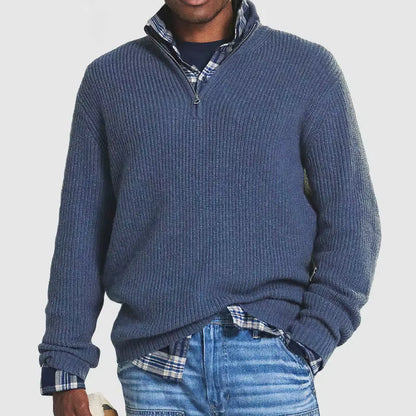Men’s Ribbed Knit Zip-Up Sweater