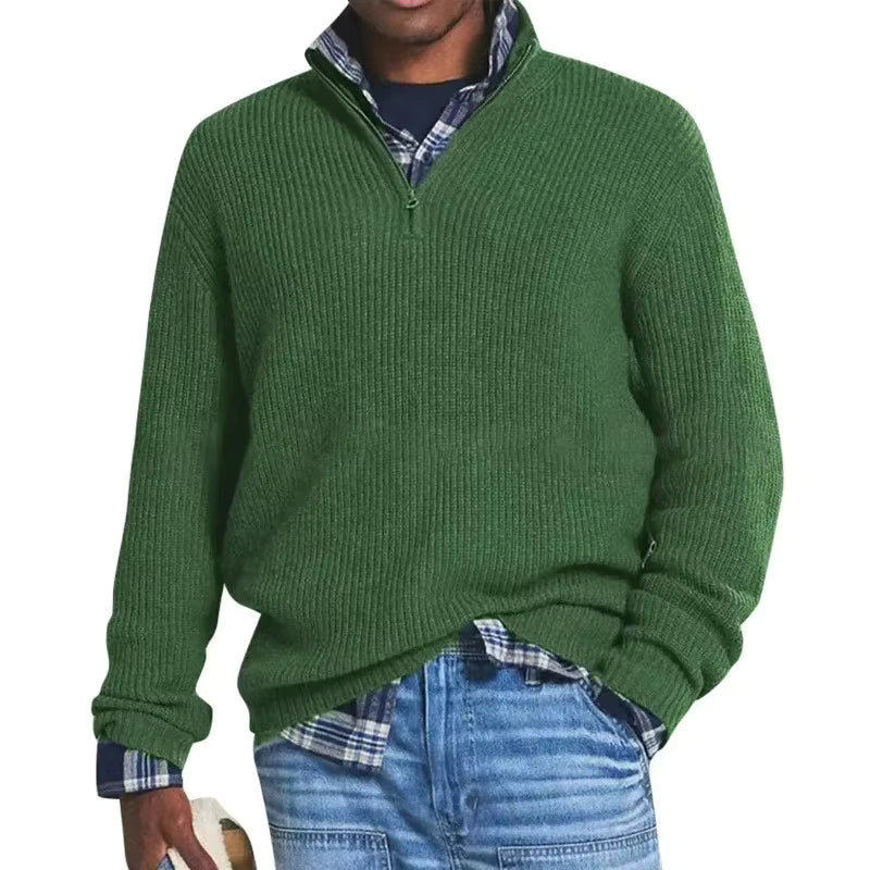 Men’s Ribbed Knit Zip-Up Sweater