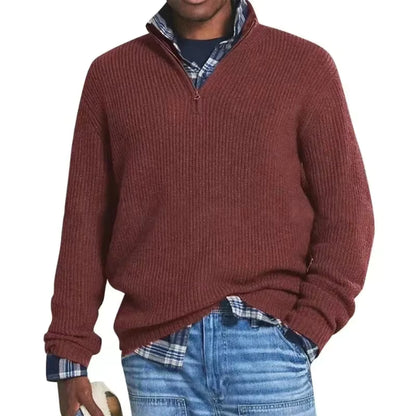 Men’s Ribbed Knit Zip-Up Sweater