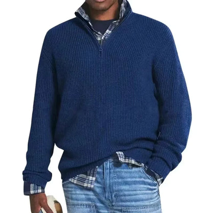 Men’s Ribbed Knit Zip-Up Sweater