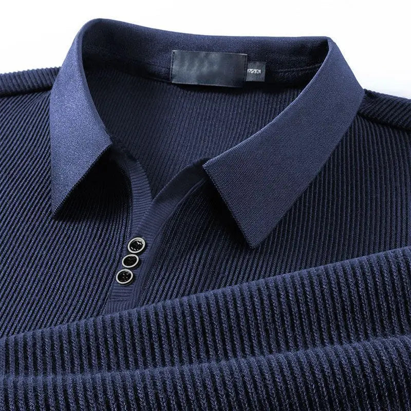 John Martin Ribbed Long Sleeve Polo